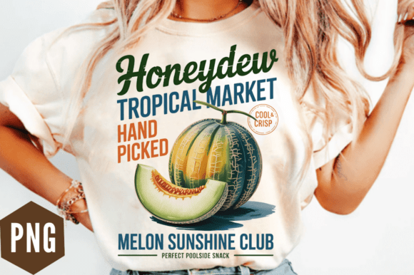 Download Retro Summer Honeydew Melon Fruit PNG De - Retro Collection