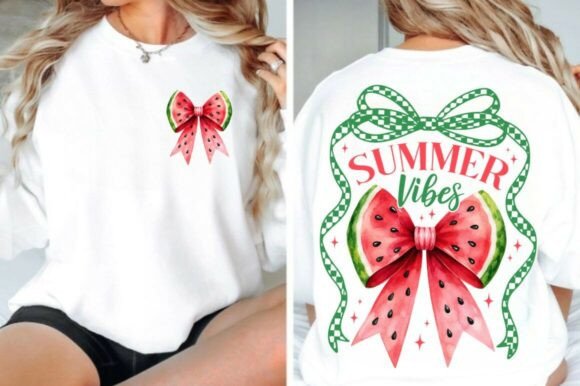 Download Retro Summer Vibes PNG, Watermelon Bow - Premium Bundle