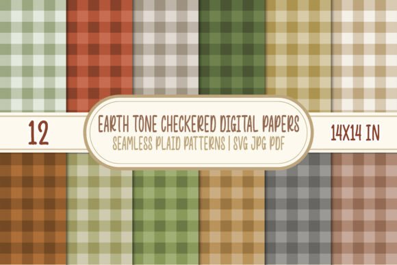 Download Earth Tone Gingham Digital Papers Svg - Gingham Collection