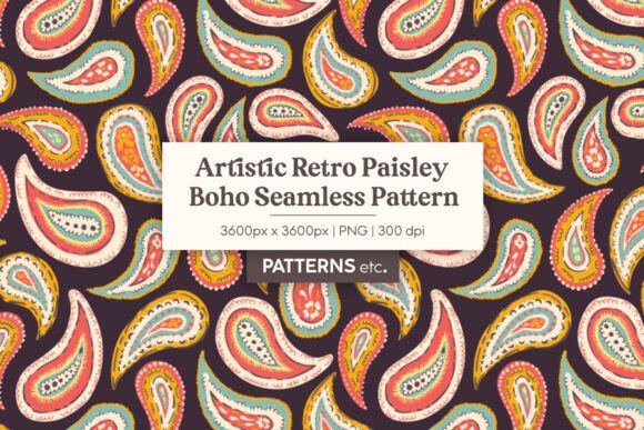 Download Artistic Retro Paisley Boho Pattern - Retro Collection
