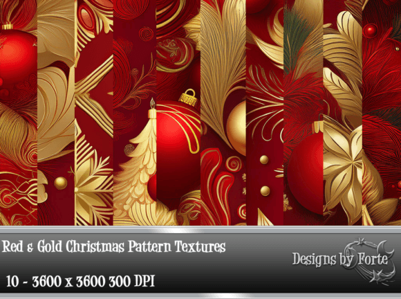 Download Red &amp; Gold Christmas Pattern Textures - Texture Collection