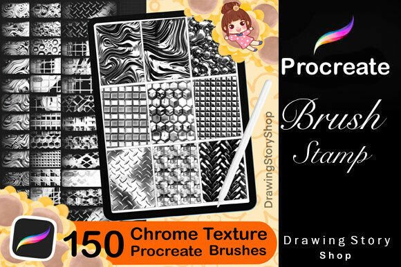 Download 150 Procreate Chrome Texture Brushes - Texture Collection