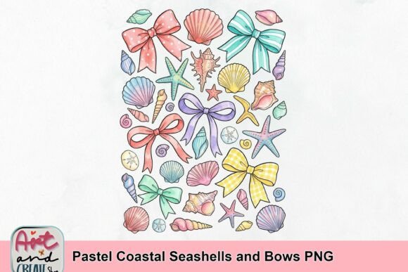 Download Pastel Coastal Seashells and Bows PNG - Premium Resources